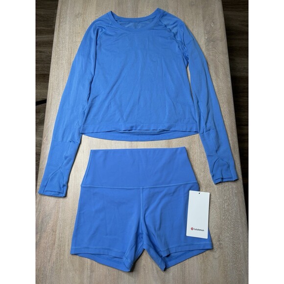 Lululemon Pants - Lululemon NWT SET Align HR Short 4" AND Swiftly Tech LS 2.0 Waist Pool Party 6/8